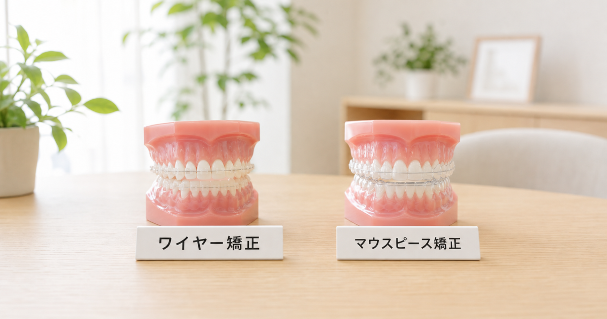 ワイヤー矯正とマウスピース矯正を5基準で一覧比較｜大人の中程度叢生ケース